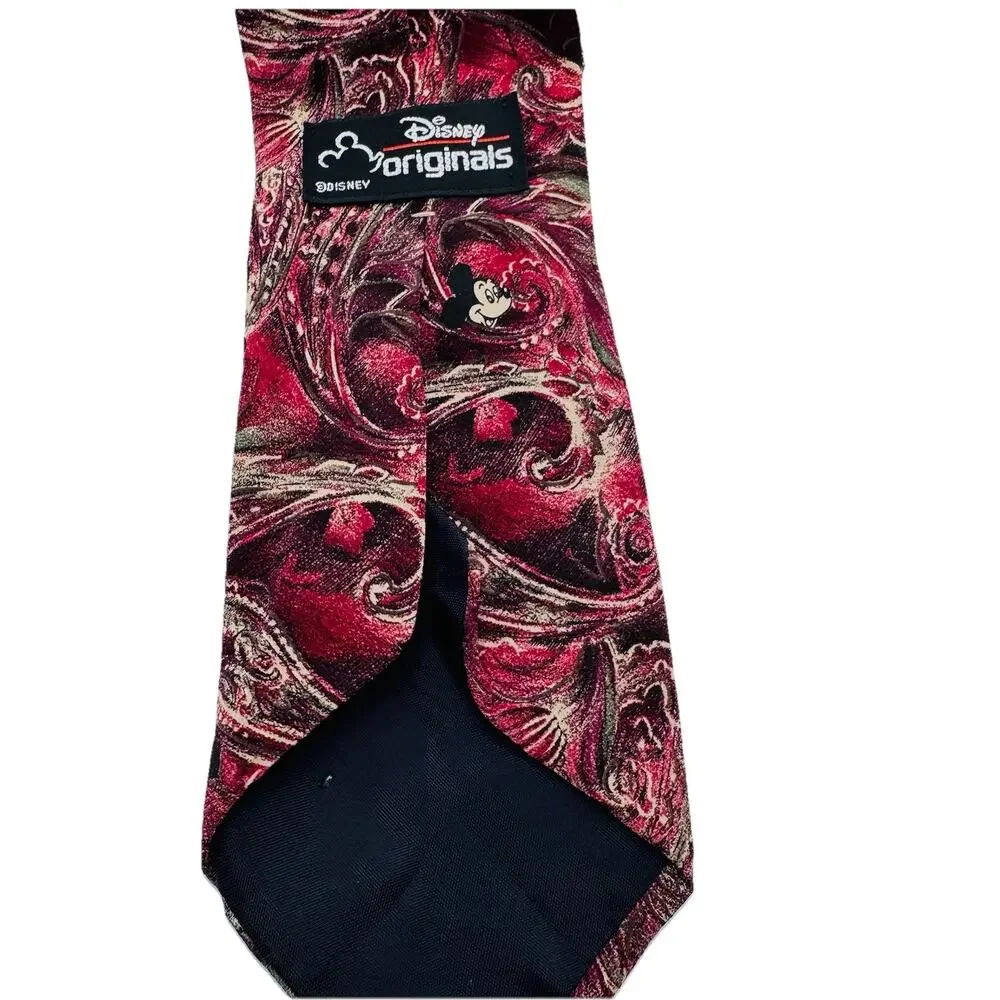 Disney Originals Red Swirl Print Mickey Mouse Mens Neck Tie 3.75 x 59